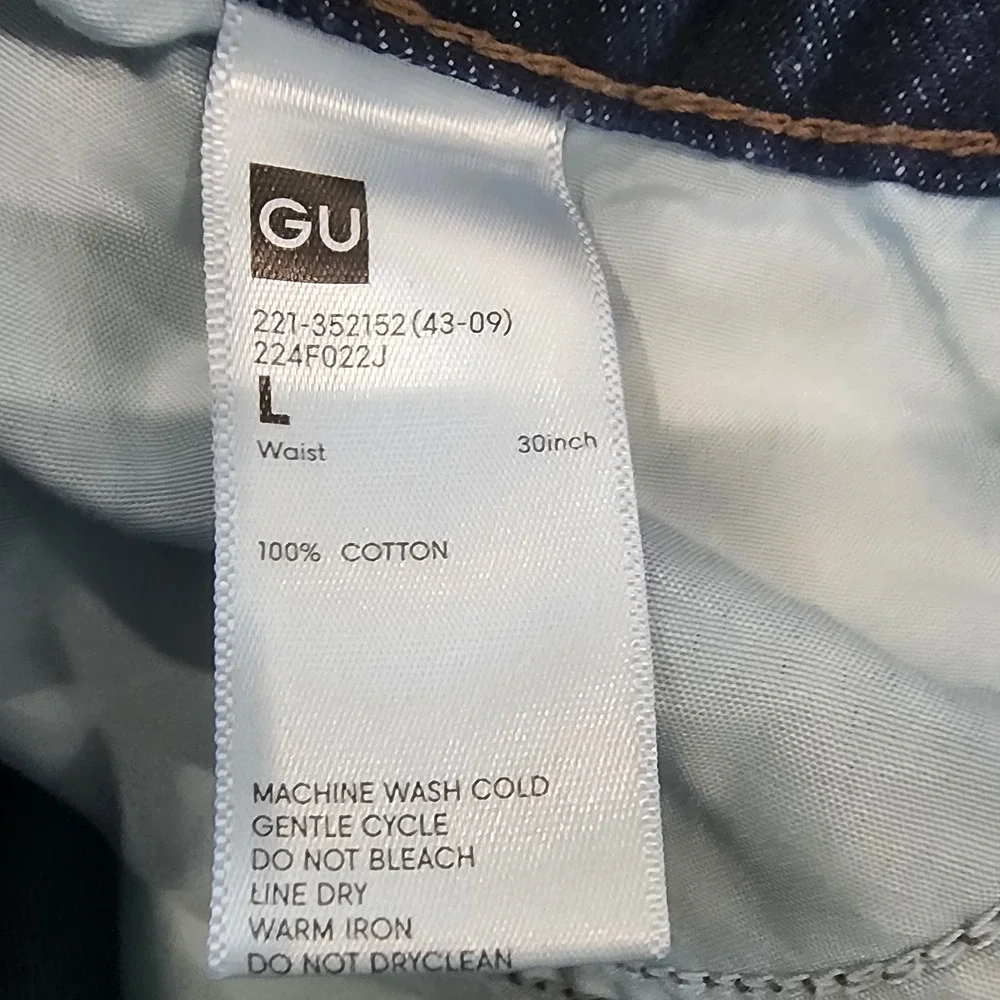 GU Jeans Women's LARGE Barrel Wide Leg Flare Dark Wash Wide Leg Baggy Raw Denim - Picture 11 of 12